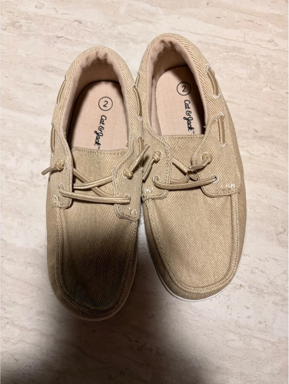 Cat & Jack Beige Canvas Boat Shoes Size 2